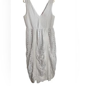 V Cristina XL eyelet and lace white summer spring dress elastic chest